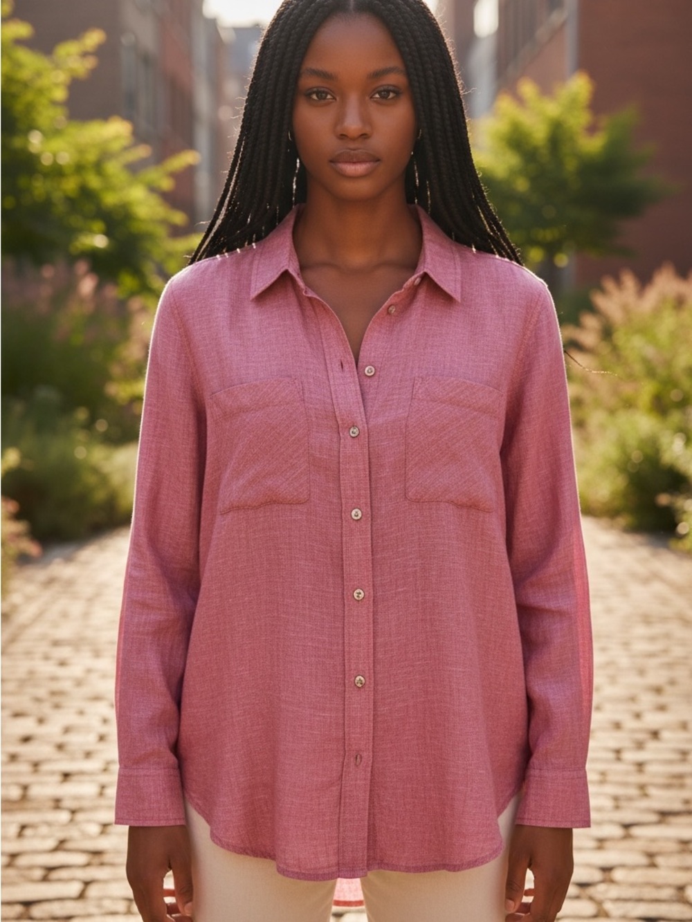 Lucky Brand Rose Button-Down Collared Shirt